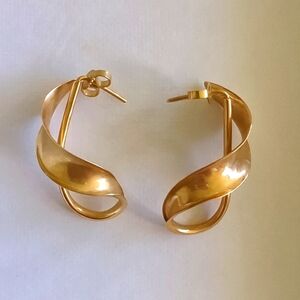 Vintage Golden Swirl Earings - 70s by Peter Small